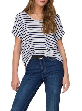 Maillot à rayures col V Only Moster marine pour femme