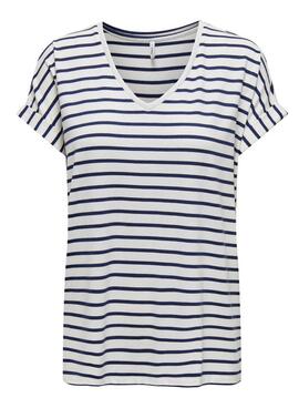 Maillot à rayures col V Only Moster marine pour femme