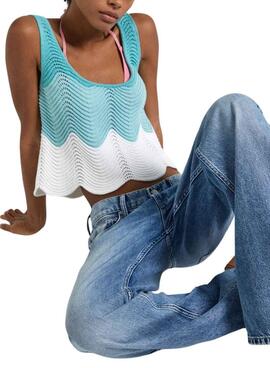 Top Pepe Jeans Galea Azul Pour Femme