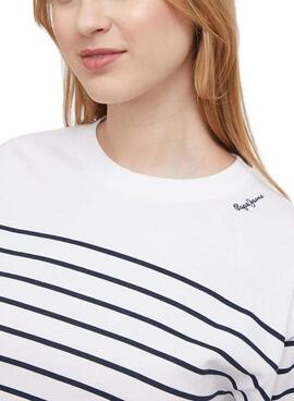 Maillot Pepe Jeans Jena Blanc et Bleu Pour Femme