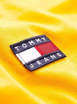 T-Shirt Tommy Jeans Badge Jaune Pour Femme