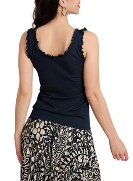 Maillot Naf Naf froncé marine pour femme