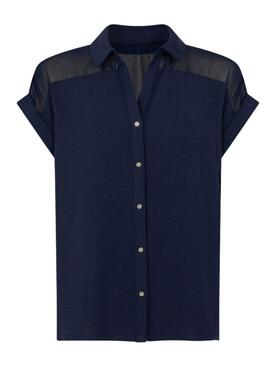 Chemise Naf Naf Semi-transparente Marine Pour Femme