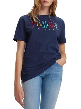 T-Shirt Tommy Jeans Embroidery Marin Femme