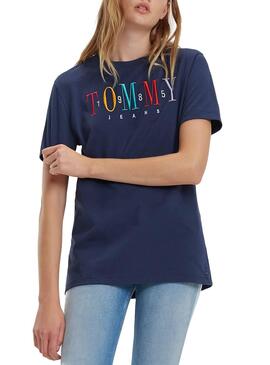 T-Shirt Tommy Jeans Embroidery Marin Femme