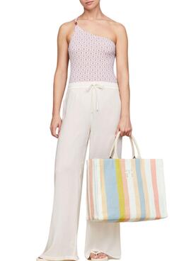 Sac Tommy Hilfiger Beach Tote Rayures Multicolores Pour Femme
