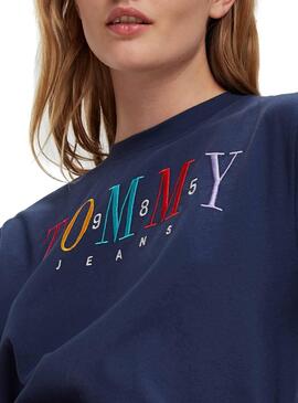 T-Shirt Tommy Jeans Embroidery Marin Femme