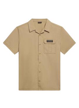 Chemise Napapijri Boyd beige pour homme et femme