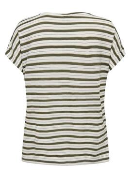 T-shirt Only Susie à rayures blanches pour femme.
