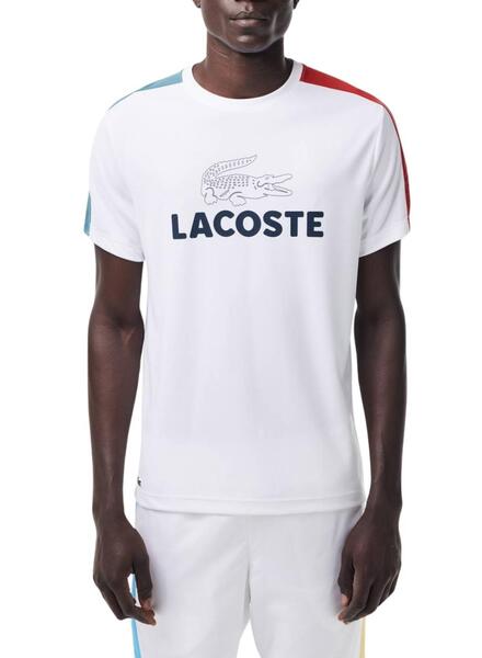 Maillot Lacoste Tennis Colorblock Blanc Pour Homme