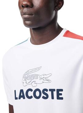 Maillot Lacoste Tennis Colorblock Blanc Pour Homme