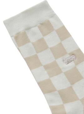 Chaussettes Vans Authentic Crew Checker Beige et Blanc