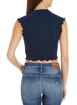 Top Tommy Jeans Slim Crop Babylock Marino pour Femme