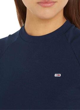 Top Tommy Jeans Slim Crop Babylock Marino pour Femme