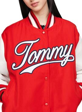 Veste Tommy Jeans Letterman Rouge pour Femme