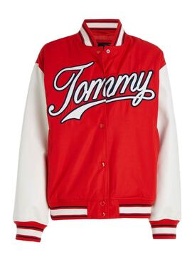 Veste Tommy Jeans Letterman Rouge pour Femme