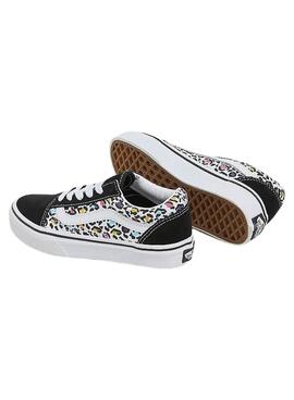 Sneakers Vans Old Skool Animal Noir Enfant Fille ou Garçon