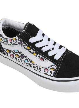 Sneakers Vans Old Skool Animal Noir Enfant Fille ou Garçon