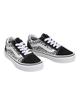 Sneakers Vans Old Skool Animal Noir Enfant Fille ou Garçon