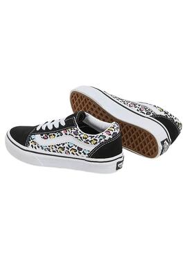 Sneakers Vans Old Skool Animal Noir Enfant Fille ou Garçon