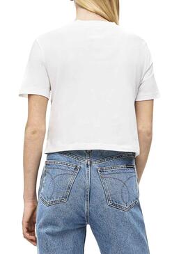 T-Shirt Calvin Klein Crop Pocket Femme Blanche