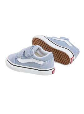 Chaussures Vans Old Skool Velcro Bleu pour Enfants