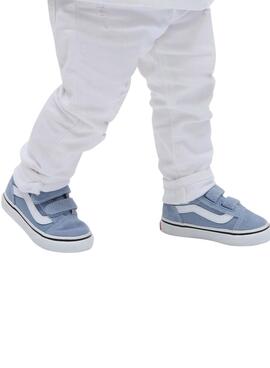 Chaussures Vans Old Skool Velcro Bleu pour Enfants