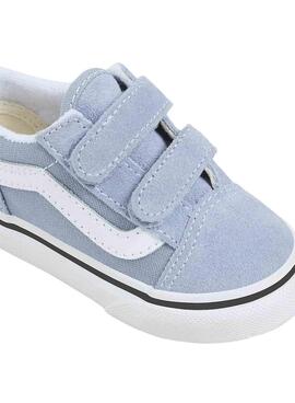 Chaussures Vans Old Skool Velcro Bleu pour Enfants