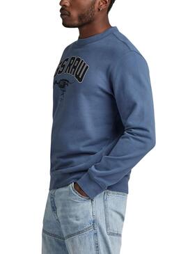 Sudadera G-Star Skeleton Dog Bleue pour Homme