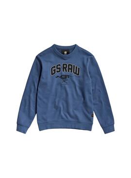 Sudadera G-Star Skeleton Dog Bleue pour Homme