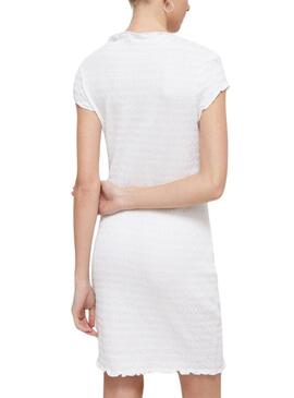 Robe Tommy Jeans Bodycon froncée blanche