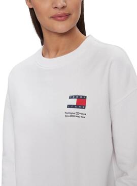 Sweat Tommy Jeans Boxy Graphic Blanc Femme