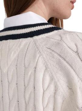 Pull Tommy Jeans V-Neck Câble pour Femme