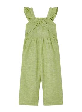 Combinaison Mayoral singe en lin vert pour fille