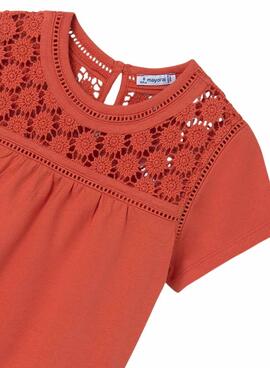 T-shirt Mayoral combinée Citrouille Orange Fille