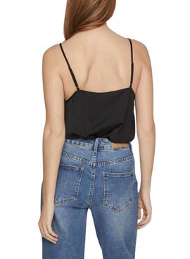 Top Vila Vicava V-Neck encaje negro para mujer.