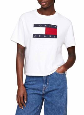 T-shirt Tommy Jeans Flag blanc pour femme