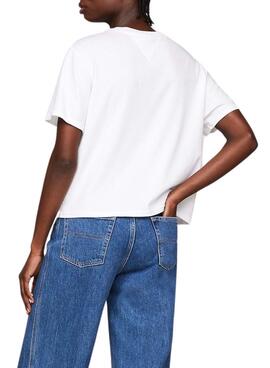 T-shirt Tommy Jeans Flag blanc pour femme