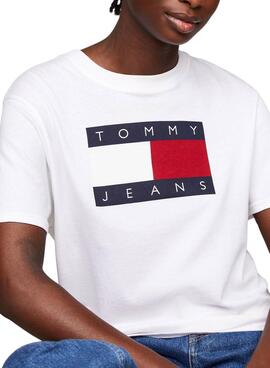 T-shirt Tommy Jeans Flag blanc pour femme