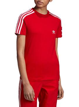 T-Shirt Adidas 3 bandes Rouge Femme