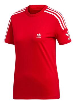 T-Shirt Adidas 3 bandes Rouge Femme