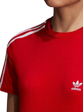 T-Shirt Adidas 3 bandes Rouge Femme