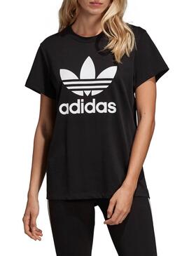 T-Shirt Adidas Trefoil Boyfriend Noir Femme