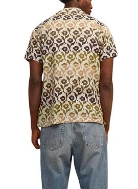 Chemise Jack and Jones bleue à fleurs vertes pour homme