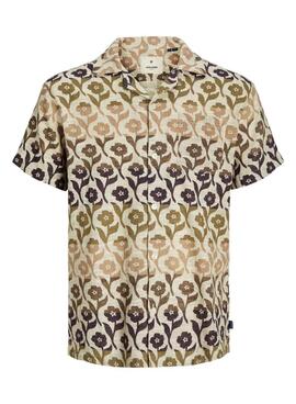 Chemise Jack and Jones bleue à fleurs vertes pour homme