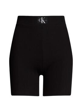 Shorts Calvin Klein Woven Label canalé noir pour femme