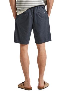 Shorts Pepe Jeans en lin bleu marine pour homme