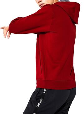 Sweat Lacoste Sport Zipper Grenat Homme