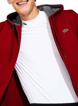Sweat Lacoste Sport Zipper Grenat Homme