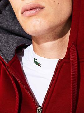 Sweat Lacoste Sport Zipper Grenat Homme
